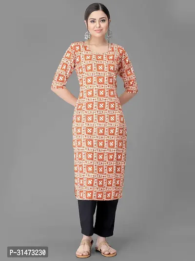 Stylish Orange Crepe Printed Kurta Bottom Set For Women-thumb2