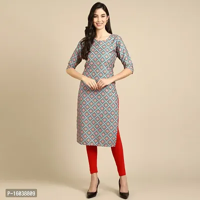 Stylish Crepe Ethnic Motif Straight Kurta For Women