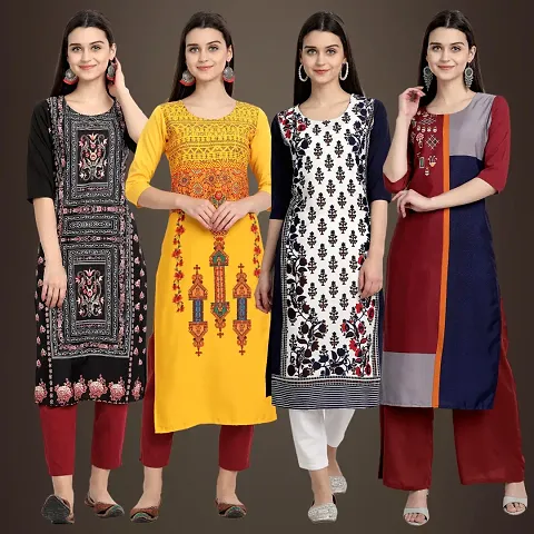 Fancy Crepe Kurtis For Women Pack Of 5