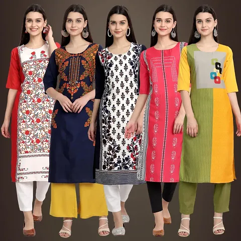 Stylish Fancy Crepe Kurtis - Pack Of 5