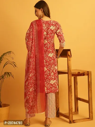 Stylish Red Crepe Printed Kurta Bottom and Dupatta Set For Women-thumb3