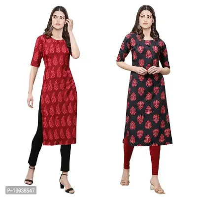 Stylish Digital Printed Women Crepe Kurta- Pack of 2