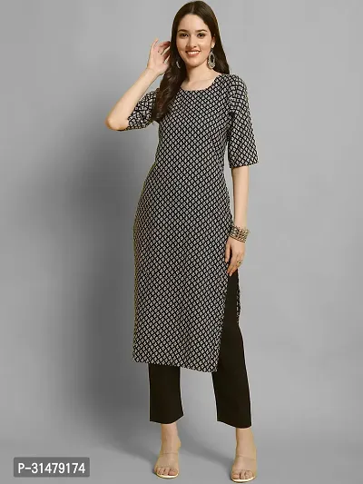 Stylish Crepe Printed Straight Kurta With Pant Set For Women-thumb2