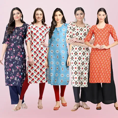 Women Stylish Crepe Straight Kurta Combo