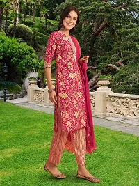 Stylish Pink Cotton Blend Printed Kurta, Bottom and Dupatta Set For Women-thumb4