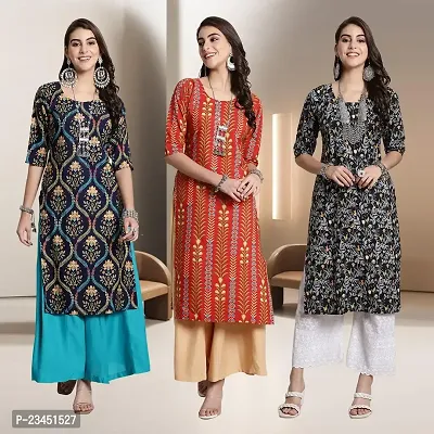 Fancy Rayon Kurtis For Women Pack Of 3-thumb0