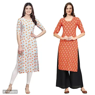 Stylish Crepe Digital Printed Kurta For Women- Pack Of 2-thumb0