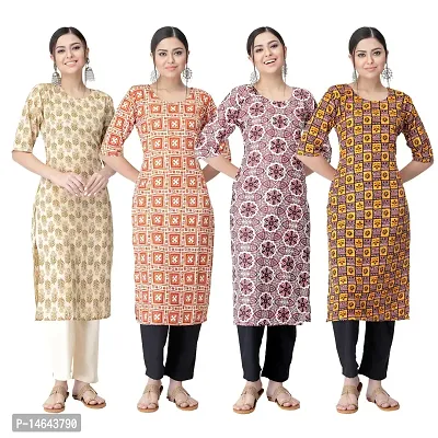 New Crepe Combo Printed Kurtis For Women Pack Of 4-thumb0