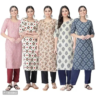 New Crepe Printed Kurtis Combo For Women Pack Of 5