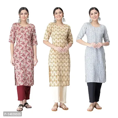 New Crepe Combo Printed Kurtis For Women Pack Of 3