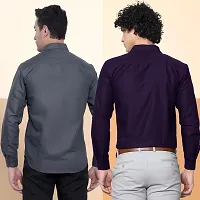 Elegant Cotton Multicoloured Long Sleeves Formal Shirt For Men- Pack Of 2-thumb1