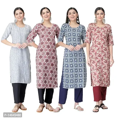 New Crepe Combo Printed Kurtis For Women Pack Of 4