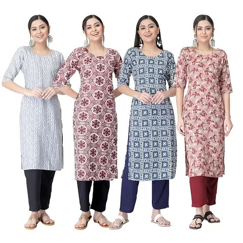 Trendy Crepe Kurta For Women- Combo Of 4