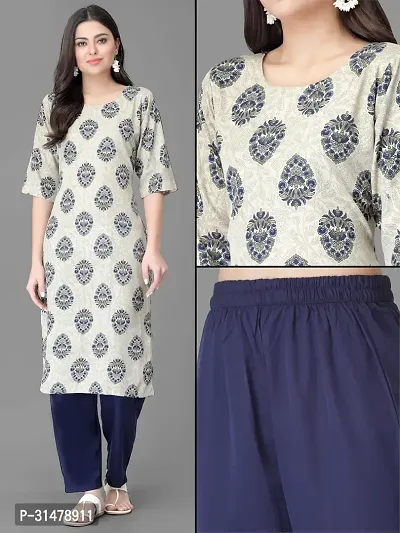 Stylish Crepe Printed Straight Kurta With Pant Set For Women