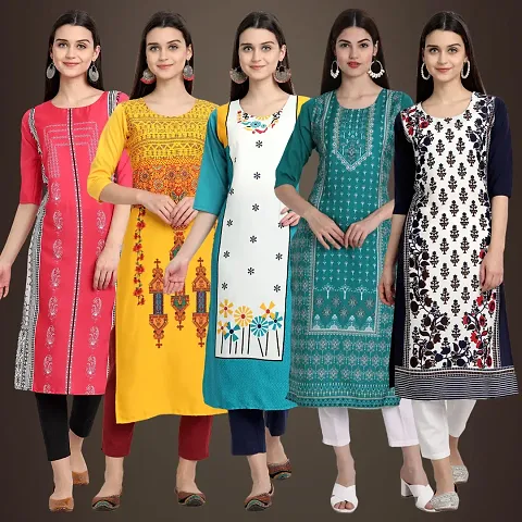 Fancy Crepe Kurtis For Women Pack Of 5