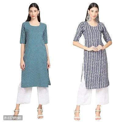 Stylish Crepe Printed Straight Kurta For Women- Pack Of 2-thumb0