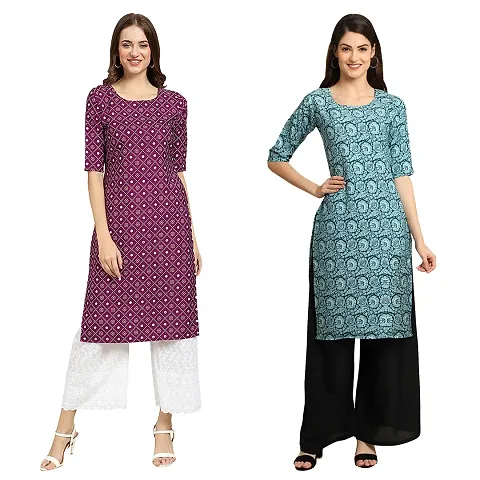 Straight Crepe Kurta Pack Of 2