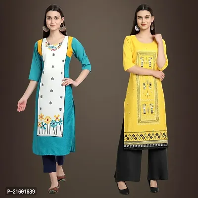 Best Trendy Crepe Printed Kurti For Women Combo Of 2-thumb0