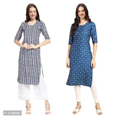 Stylish Crepe Digital Printed Kurta For Women- Pack Of 2-thumb0