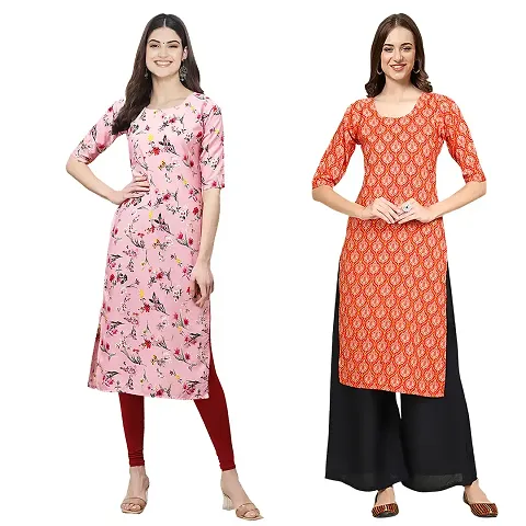 Stylish Digital Woman Crepe Kurtis Pack of 2