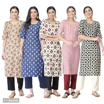 New Crepe Printed Kurtis Combo For Women Pack Of 5