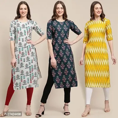 Stylish Multicoloured Crepe Stitched Kurta For Women Pack of 3