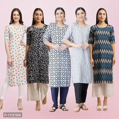 Women Stylish Crepe Printed Straight Kurta