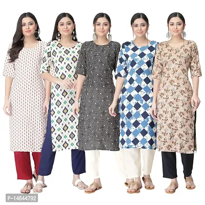 New Crepe Printed Kurtis Combo For Women Pack Of 5