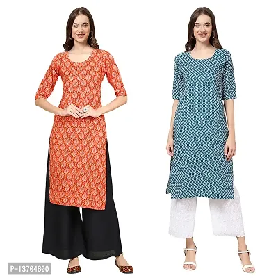 Stylish Crepe Digital Printed Kurta For Women- Pack Of 2-thumb0