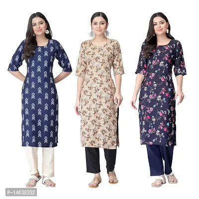 New Crepe Combo Printed Kurtis For Women Pack Of 3