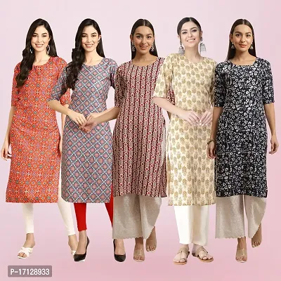 Women Stylish Crepe Printed Straight Kurta-thumb0