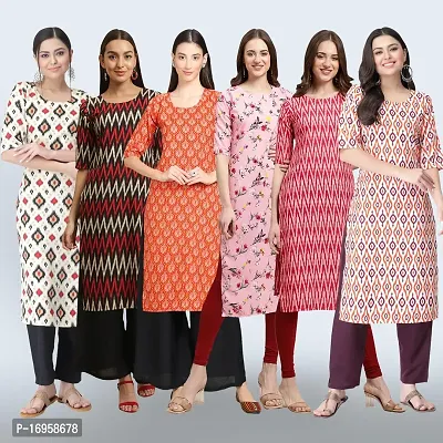 Women Stylish Crepe Printed Straight Kurta Combo