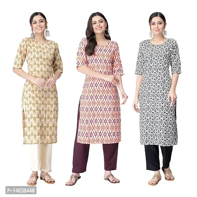 New Crepe Combo Printed Kurtis For Women Pack Of 3-thumb0