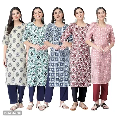 New Crepe Printed Kurtis Combo For Women Pack Of 5