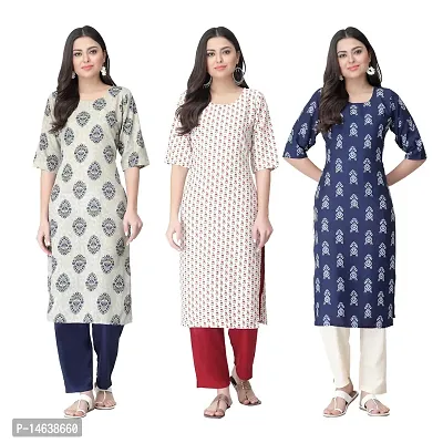 New Crepe Combo Printed Kurtis For Women Pack Of 3