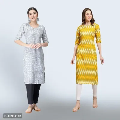 Women Stylish Crepe Ethnic Motif Casual Straight Kurta