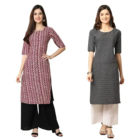 Stylish Crepe Printed Kurti - Pack of 2