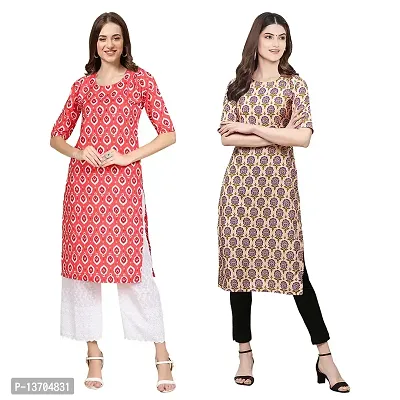 Stylish Crepe Digital Printed Kurta For Women- Pack Of 2