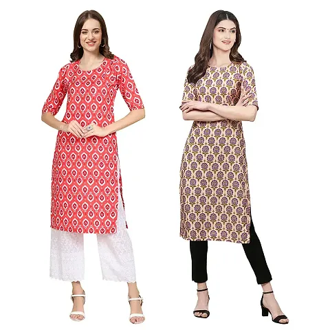 Stylish Digital Woman Crepe Kurtis Pack of 2