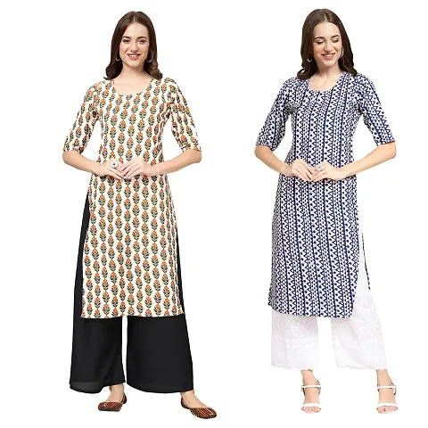 Stylish Digital Woman Crepe Kurtis Pack of 2