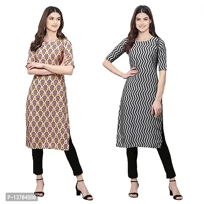 Stylish Crepe Digital Printed Kurta For Women- Pack Of 2