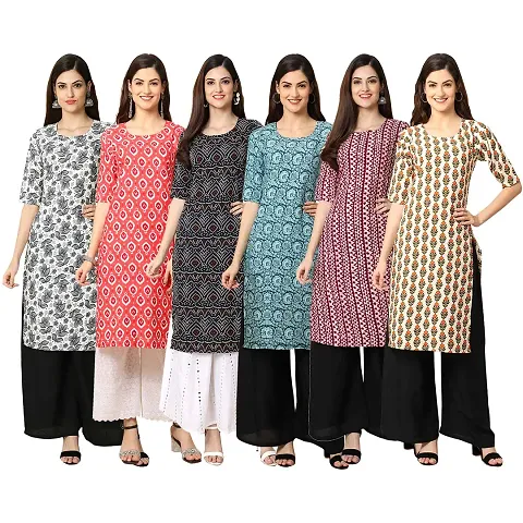 Fancy Combo of 6 Crepe Kurti