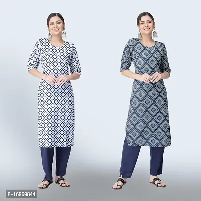 Women Stylish Crepe Ethnic Motif Casual Straight Kurta