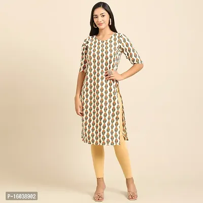 Stylish Beige Crepe Floral Print Straight Kurta For Women-thumb0