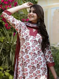 Stylish Cotton Blend Printed Kurta With Pant And Dupatta Set For Women-thumb3