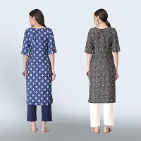 Women Stylish Crepe Ethnic Motif Casual Straight Kurta-thumb1