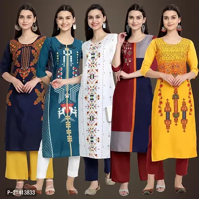 Fancy Crepe Kurtis For Women Pack Of 5-thumb0