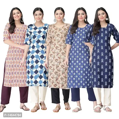 New Crepe Printed Kurtis Combo For Women Pack Of 5-thumb0