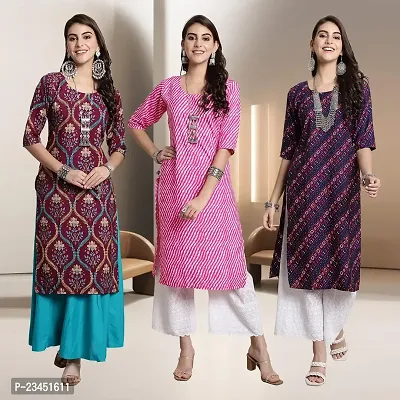 Fancy Rayon Kurtis For Women Pack Of 3