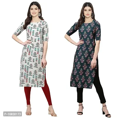 Stylish Digital Printed Women Crepe Kurta- Pack of 2-thumb0